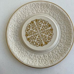 Vintage Lenox Chalet Cheese Server 24K Gold USA Hand Painted